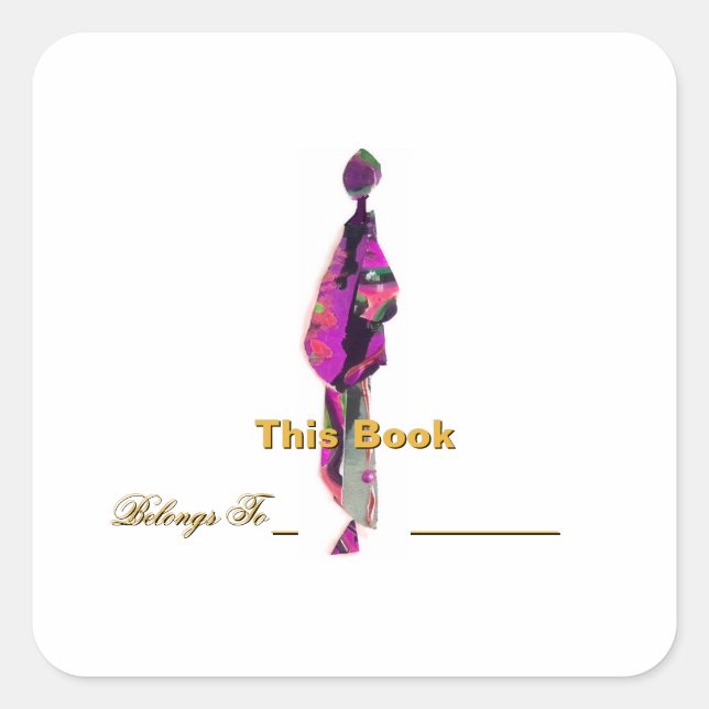 Personalise Man Standing Bookplate  Square Sticker (Front)