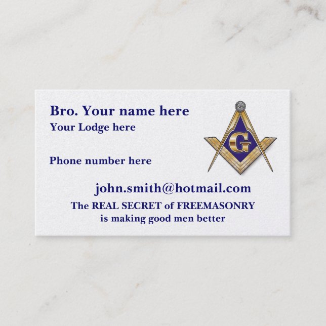 Personalise Masonic & Shriners Emblem Business Card (Front)