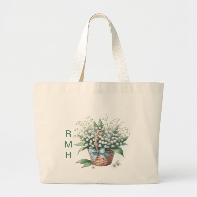 Personalise May Lily of the Valley Tote Bag (Front)