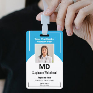 Personalise Medical Employee Photo ID Aqua Blue ID Badge