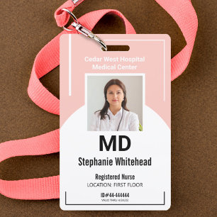 Personalise Medical Employee Photo ID Blush Pink ID Badge