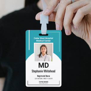 Personalise Medical Employee Photo ID Teal Blue Badge