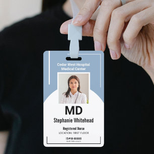 Personalise Medical Photo ID Dusty Blue Badge