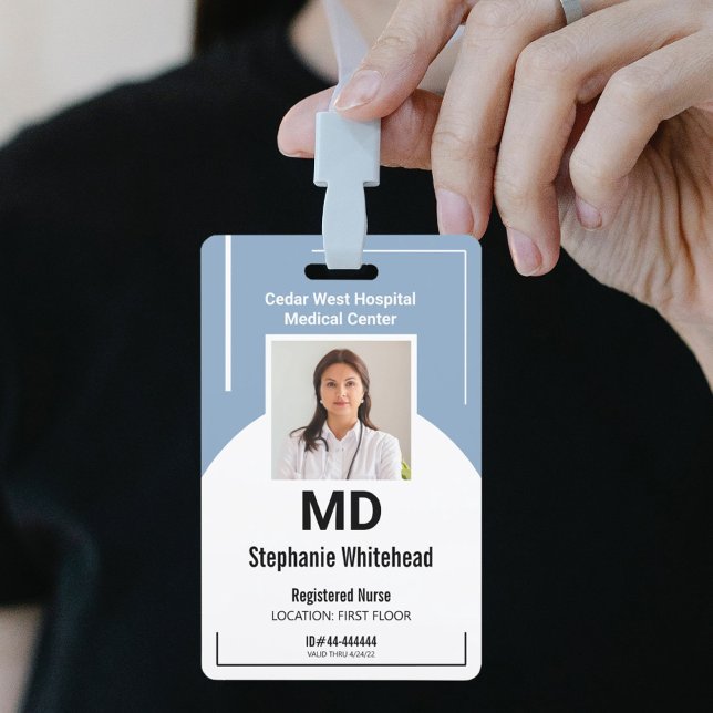 Personalise Medical Photo ID Dusty Blue Badge ID Badge (Your photo ID employee badge is not just an identification tool, but a powerful communication medium)