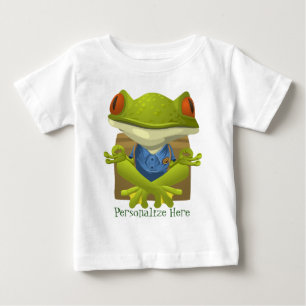 Personalise Meditation Green Frog Funny Baby T-Shirt