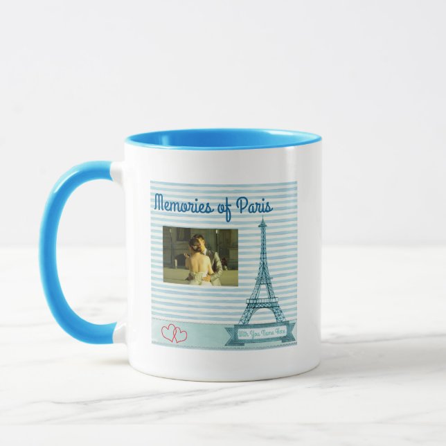 Personalise Memories of Paris With You Photo Name Mug (Left)