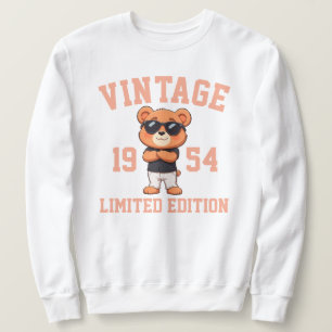 personalise Mens Vintage Birthday Born Teddy Bear Sweatshirt