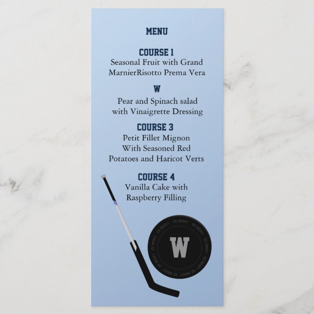 Personalise Menu cards Ice Hockey theme (Front)