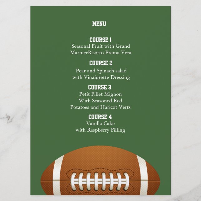 Personalise Menu cards Sports Party football theme (Front)