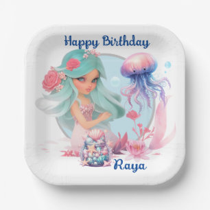 Personalise Mermaid Party Paper Plate