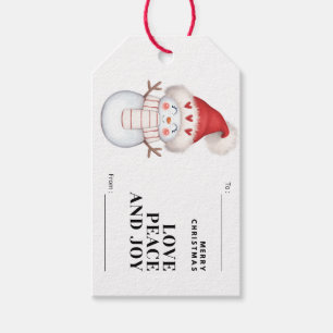 Personalise Merry Christmas Cute Snowman Gift Tags