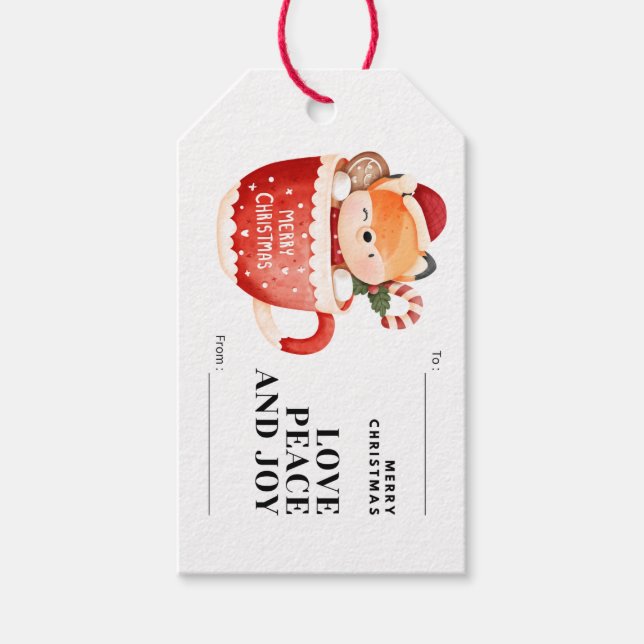 personalise Merry Christmas Fox Gift Tags (Front)