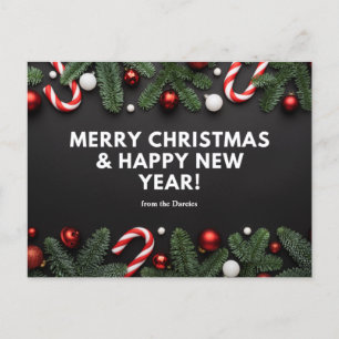 Personalise Merry Christmas & Happy New Year Desig Postcard