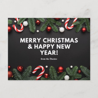 Personalise Merry Christmas & Happy New Year Desig Postcard