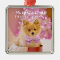 Personalise Merry Christmas & Name, Cute Dog/Tree