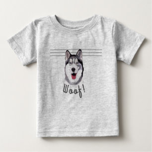 Personalise Message Siberian Husky  Baby T-Shirt