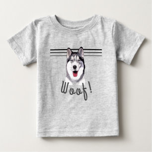 Personalise Message Siberian Husky Baby T-Shirt
