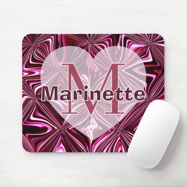 Personalise Midnight Pink Marble Geometric Pattern Mouse Mat (With Mouse)