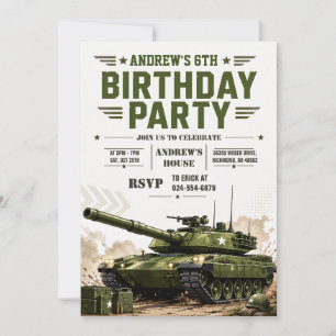 Personalise Military Tank Birthday Invitation