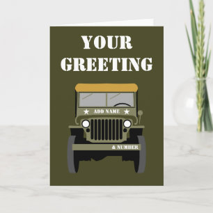 Personalise Military Veteran vintage Army Vehicle Card