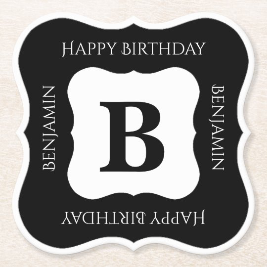 Personalise: Minimalist Black/White Bold Initials Paper Coaster