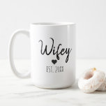 Personalise Minimalist Simple Wife Year Coffee Mug<br><div class="desc">Let your wifey start her day right every morning with a cup of coffee right out of the mug you bought her that will serve as a reminder your love for her. This mug features a modern minimalist and simple calligraphy script with the heading, "Wifey" and a heart graphic artwork...</div>