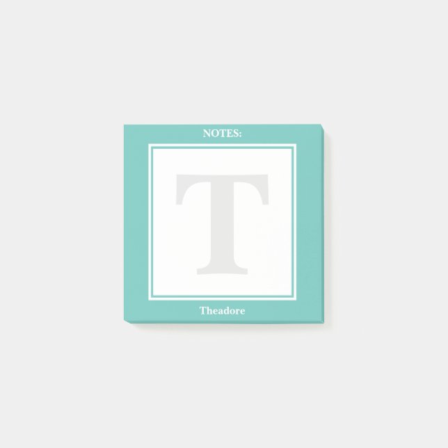 Personalise: Minimalist Teal and White Geometric Post-it Notes (Front)
