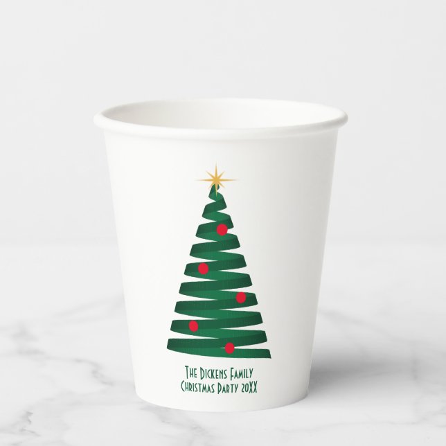Personalise "Mod" Graphic Christmas Tree Paper Cup (Front)