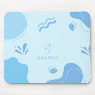Personalise Modern Abstract Blue Minimalist Mouse Mat