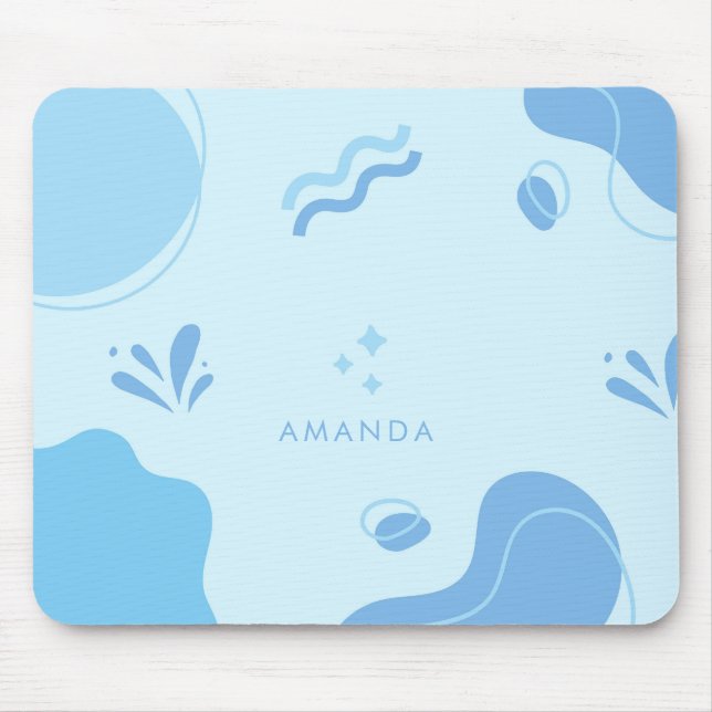 Personalise Modern Abstract Blue Minimalist Mouse Mat (Front)