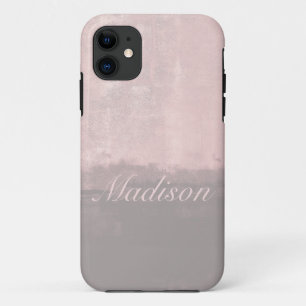 Personalise modern art style light pink grey iPhone 11 case