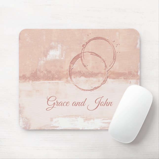 Personalise Modern Art Style Soft Pink Peach Mouse Mat (With Mouse)