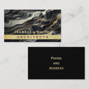 Personalise Modern Black Gold Marble Architectural Business Card
