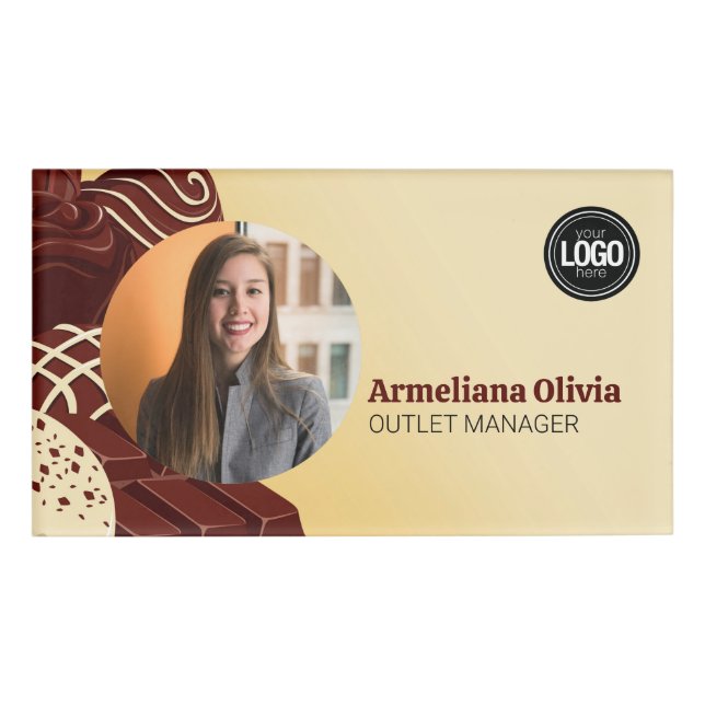 Personalise Modern Chocolate Business Badge (Front)