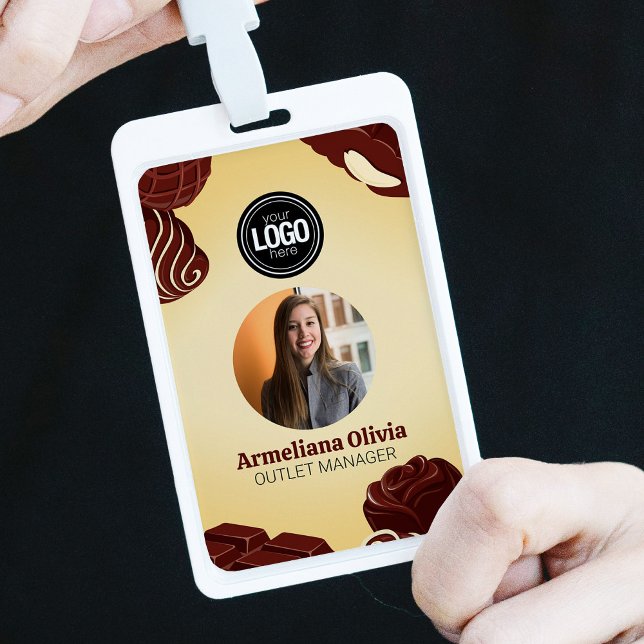 Personalise Modern Chocolate Business Badge ID Badge (Creator Uploaded)