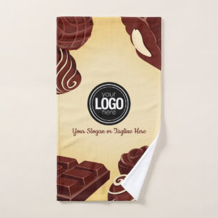 Personalise Modern Chocolate Business Hand Towel