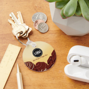 Personalise Modern Chocolate Business Key Ring