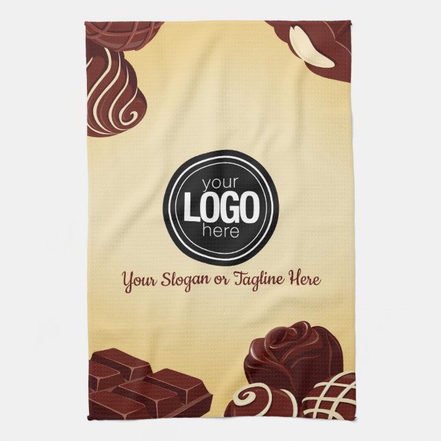 Personalise Modern Chocolate Business Tea Towel (Vertical)