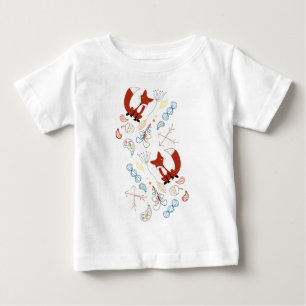 Personalise Modern Fox Woodland Pattern Baby T-Shirt