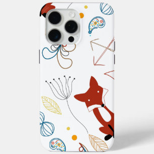 Personalise Modern Fox Woodland Pattern iPhone 15 Pro Max Case
