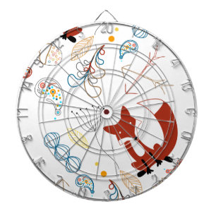 Personalise Modern Fox Woodland Pattern Dartboard