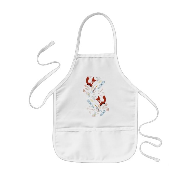 Personalise Modern Fox  Woodland Pattern Kids Apron (Front)
