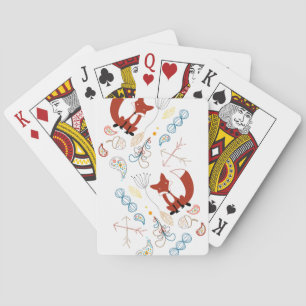 Personalise Modern Fox  Woodland Pattern Playing Cards