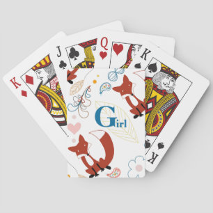 Personalise Modern Fox Woodland Pattern Playing Cards