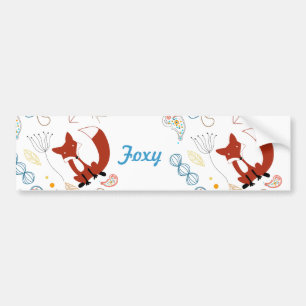 Personalise Modern Foxy  Woodland Bumper Sticker