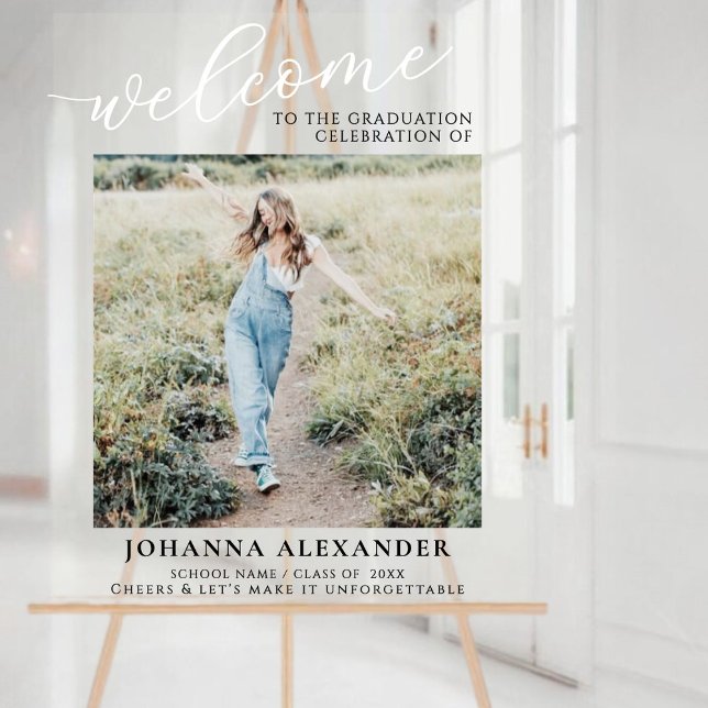 Personalise Modern Photo Graduation Welcome Acrylic Sign (Creator Uploaded)