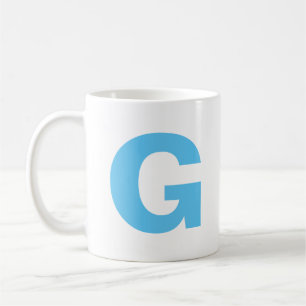 Personalise Modern Script Blue Initial Monogram  Coffee Mug