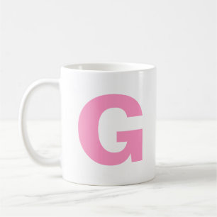Personalise Modern Script Pink Initial Monogram  Coffee Mug