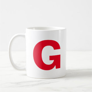 Personalise Modern Script Red Initial Monogram  Coffee Mug