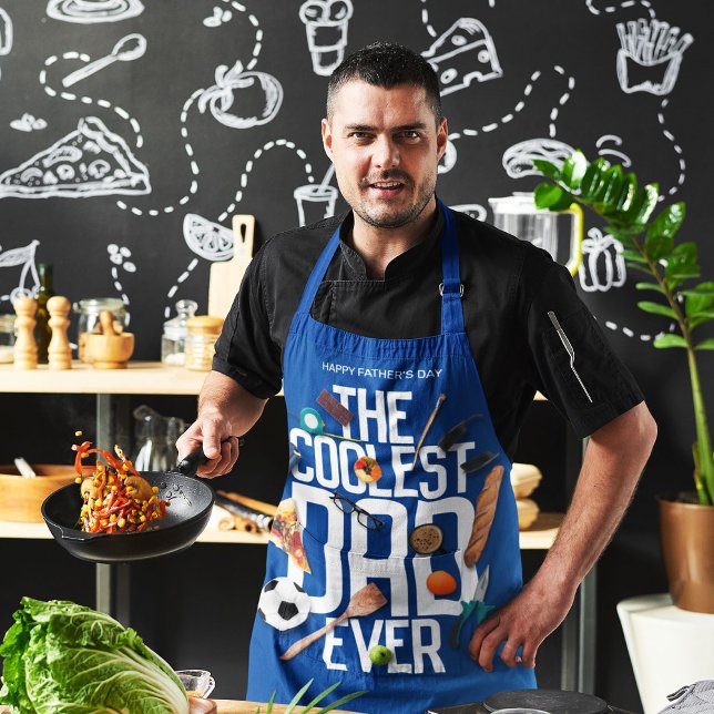Personalise Modern The Coolest Dad Ever Apron (Creator Uploaded)